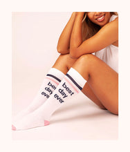 Load image into Gallery viewer, Best Day Ever Socks: White/Pink/Navy
