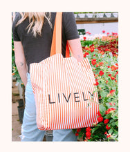 Load image into Gallery viewer, The Tangerine Tote: Tangerine/White Mini Stripe
