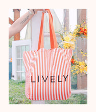 Load image into Gallery viewer, The Tangerine Tote: Tangerine/White Mini Stripe
