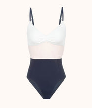 Load image into Gallery viewer, The One Piece - Colorblock: White/Pink/Soft Navy

